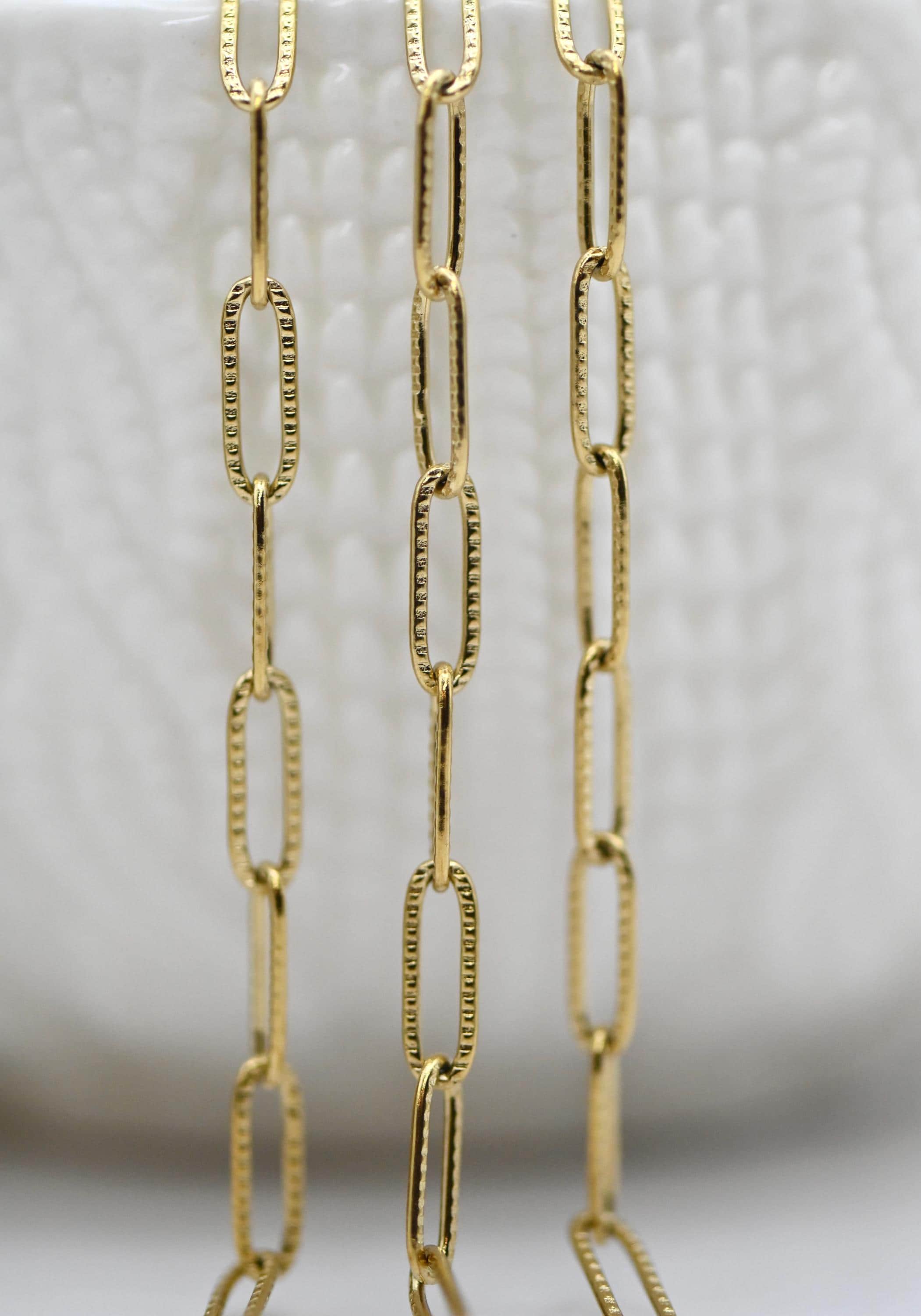 14K PVD Gold Stainless Steel Chain by the Foot: Curb, Paperclip ...