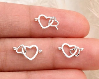 Sterling Silver Interlocking Hearts Connector: Permanent Jewelry Making.