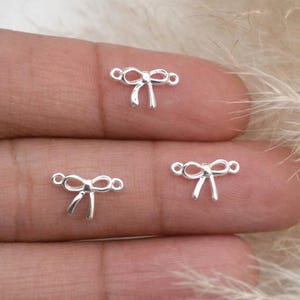 Sterling Silver 925 Dainty Bow Connector for Permanent Jewelry DIY jewelry making.
