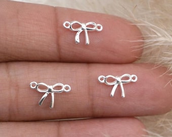 Sterling Silver 925 Dainty Bow Connector for Permanent Jewelry DIY jewelry making.