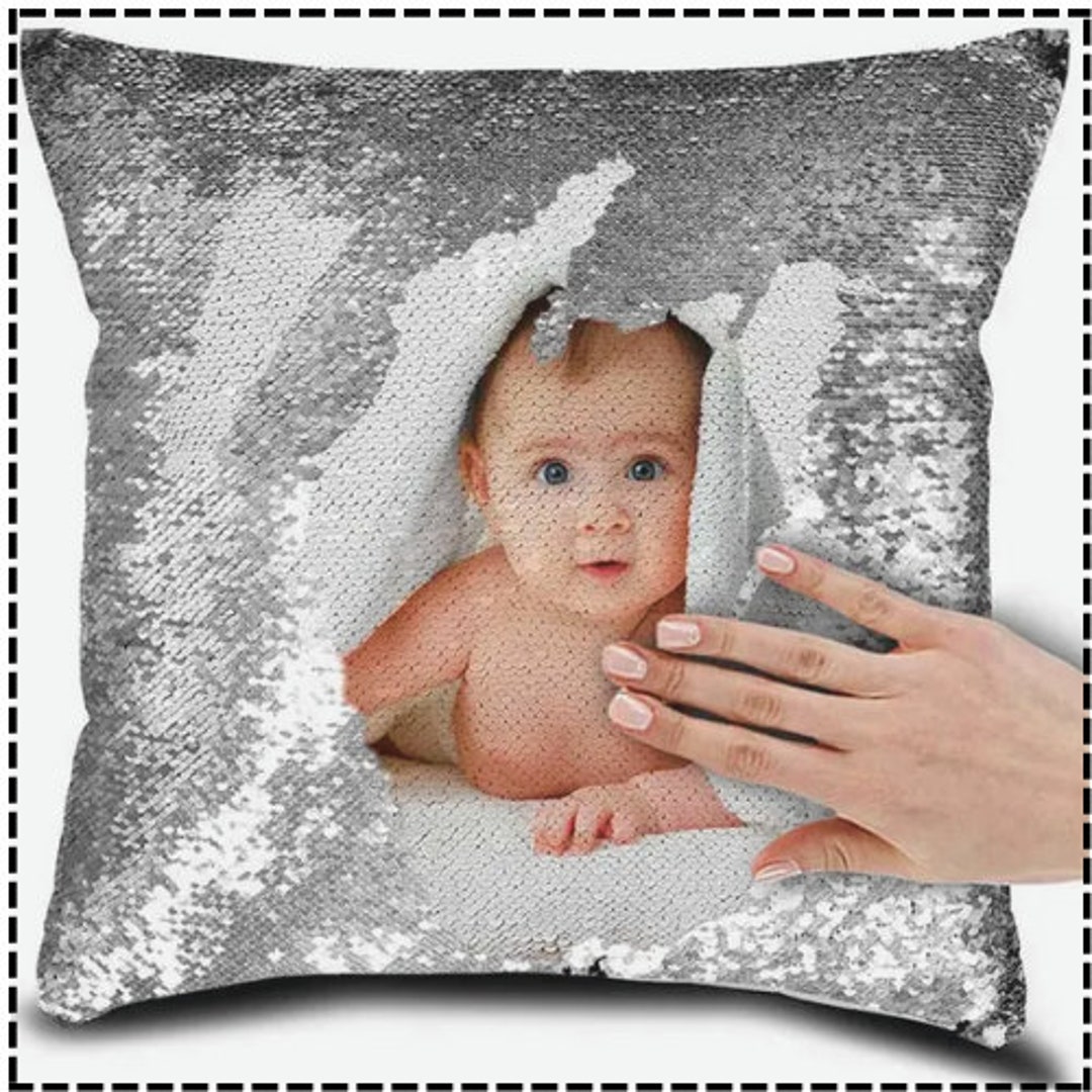 Personalized Sequin Photo Sequin Pillow Casegift for Hergift Etsy
