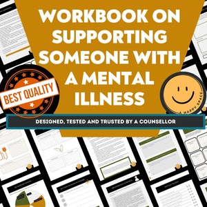 Apoyo a una persona con enfermedad mental, Manual de autoterapia, Cuaderno de autoayuda, Tarjetas de autocuidado, Herramienta de TCD, Hojas de trabajo de límites, Terapia