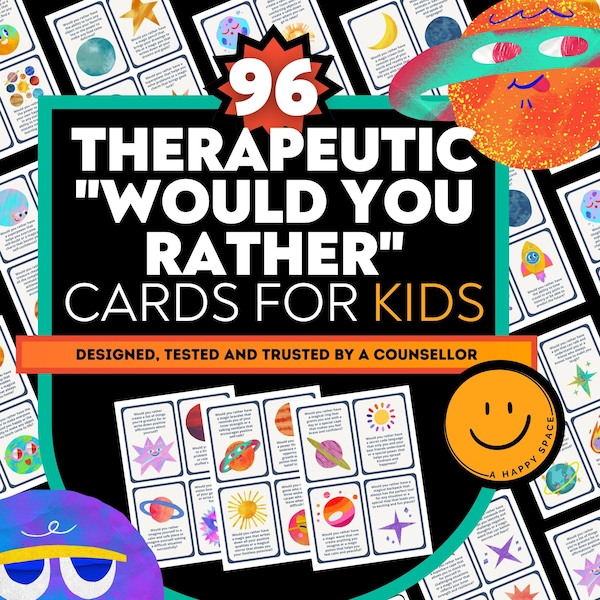 Therapeutic Would You Rather Questions for Kids, Play Therapy, Coping Skill Cards, Therapeutic Conversation Cards, Gentle Parenting, IFS, EQ