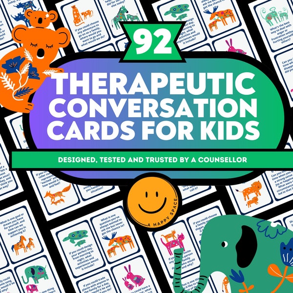 Therapeutic Conversation Cards for Kids, Play Therapy, Social Skills for Kids, Gentle Parenting, School Counselor, Autism Resource, IFS, DBT