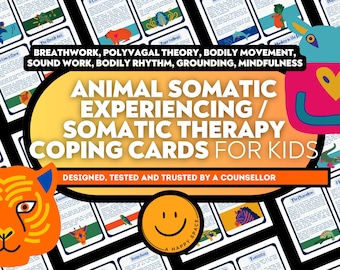 Somatic Experiencing SE Exercises Therapy Coping Kids Exercises for Nervous System Regulation Polyvagal Theory Flashcards Cheat Sheets PTSD