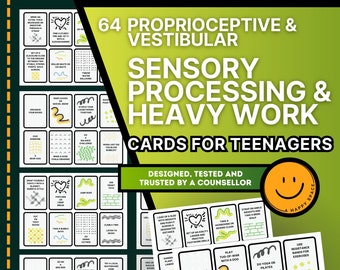 Proprioception & Vestibular Sensory Diet Processing Disorder Activity Cards for Teens ADHD Anxiety ASD Somatic Therapy Heavy Work Autism SPD