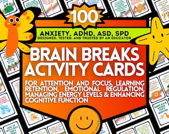 Actividades de descanso mental para niños Tarjetas Hoja de trucos de reinicio mental Terapia somática SPD Enfoque Teoría polivagal Sensorial