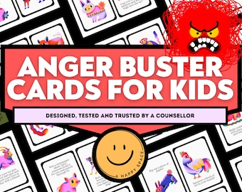 Wutbewältigung Lernkarten für Kinder Bewältigungsfähigkeiten SEL Spieltherapie Equalizer Beruhigungsecke Schulratgeber Spielbasierter Lerntherapeut