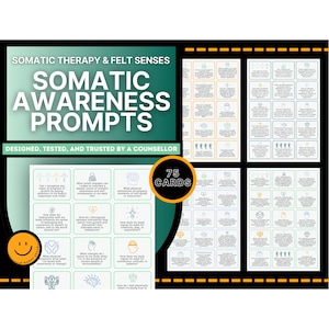 Somatic Awareness Journal Prompt Question Cards Experiencing Felt Senses Worksheets Trauma Therapy Mind Body Connection Polyvagal PTSD Fawn