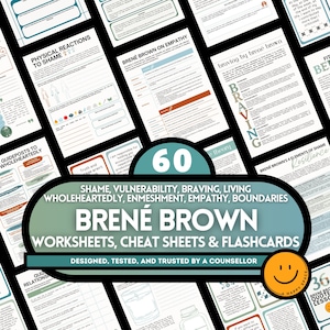 Brené Brown Shame Resilience Theory BRAVING Vulnerability Living Wholeheartedly Empathy Boundaries Authenticity Resentment Worksheets Cards