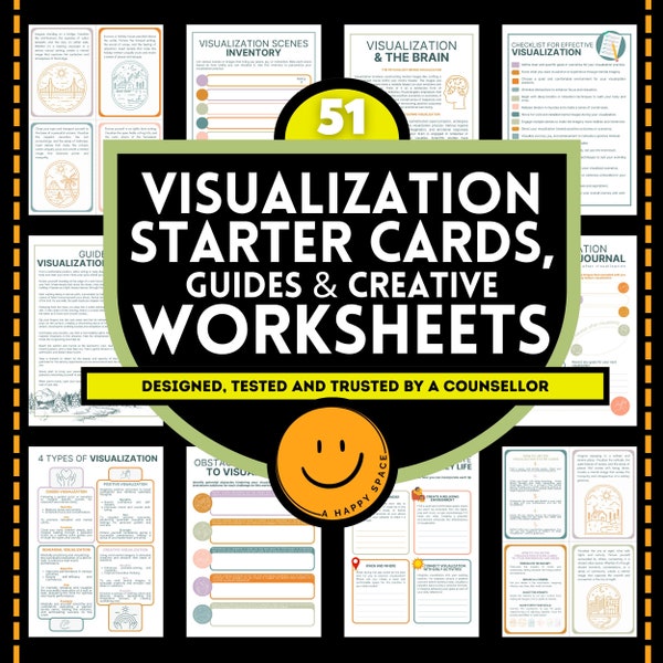 Visualization Tools for Therapists Worksheet Cards Guided Mental Imagery Journal Mindfulness Creative Exercises Goal-Oriented EQ Manifesting