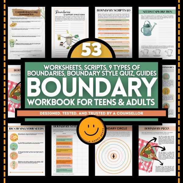 Boundary Workbook Teens Adults 8 Types Styles Boundaries Worksheets Scripts Quiz Couples Counseling Pathological Empathy People Pleasing CBT