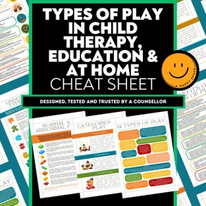 Types of Children&#39;s Play Cheat Sheet Categories Therapist Resource Child Counseling Non-Directive Gestalt Therapy Directive Handouts ASD GAD