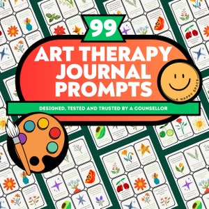 Diario de terapia de arte Tarjetas de indicaciones Herramientas Recursos Curación terapéutica Intervenciones creativas Consejero de artes expresivas Terapia basada en la fortaleza