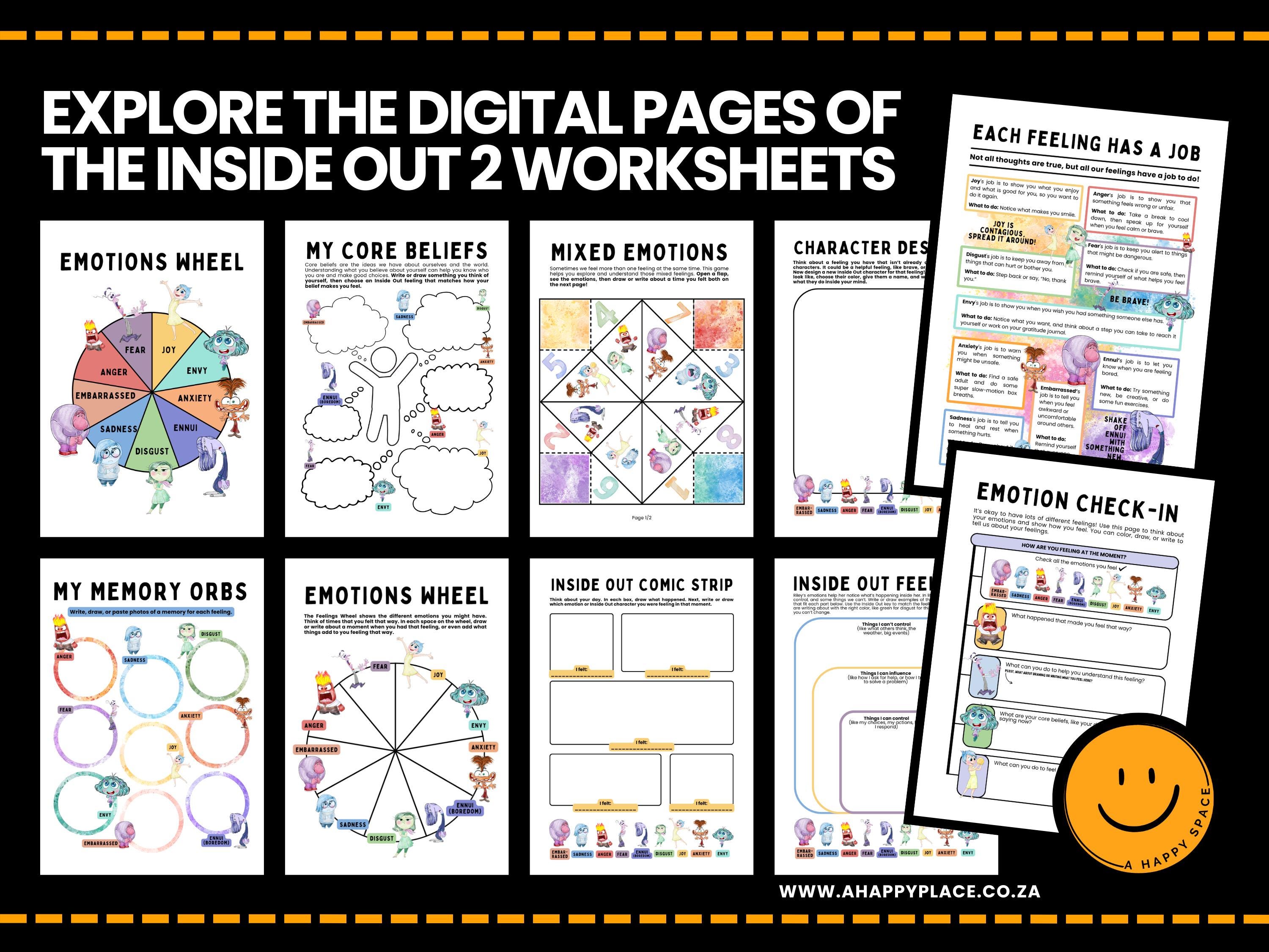 Inside Out 2 Worksheets PDF, Emotional Regulation Printable SEL and ...