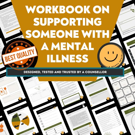 Supporting Someone with Mental Illness, Self-Therapy Workook, Self-Help Workbook, Self-Care Cards, DBT Tool, Boundaries Worksheets, Therapy