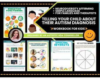 How do I tell my child about their Autism Spectrum diagnosis? Kids Workbook Masking Neurodiversity Worksheet Autistic ASC Social PDA Sensory