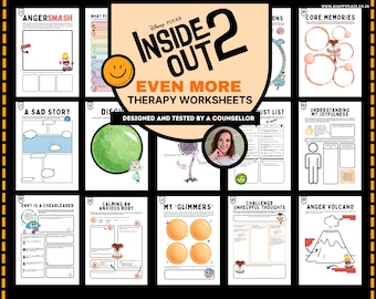 Inside Out 2 Worksheets PDF, Emotional Regulation Printable SEL and Coping Skills Activities for Kids, Play Therapy, DBT Skills, & Anxiety