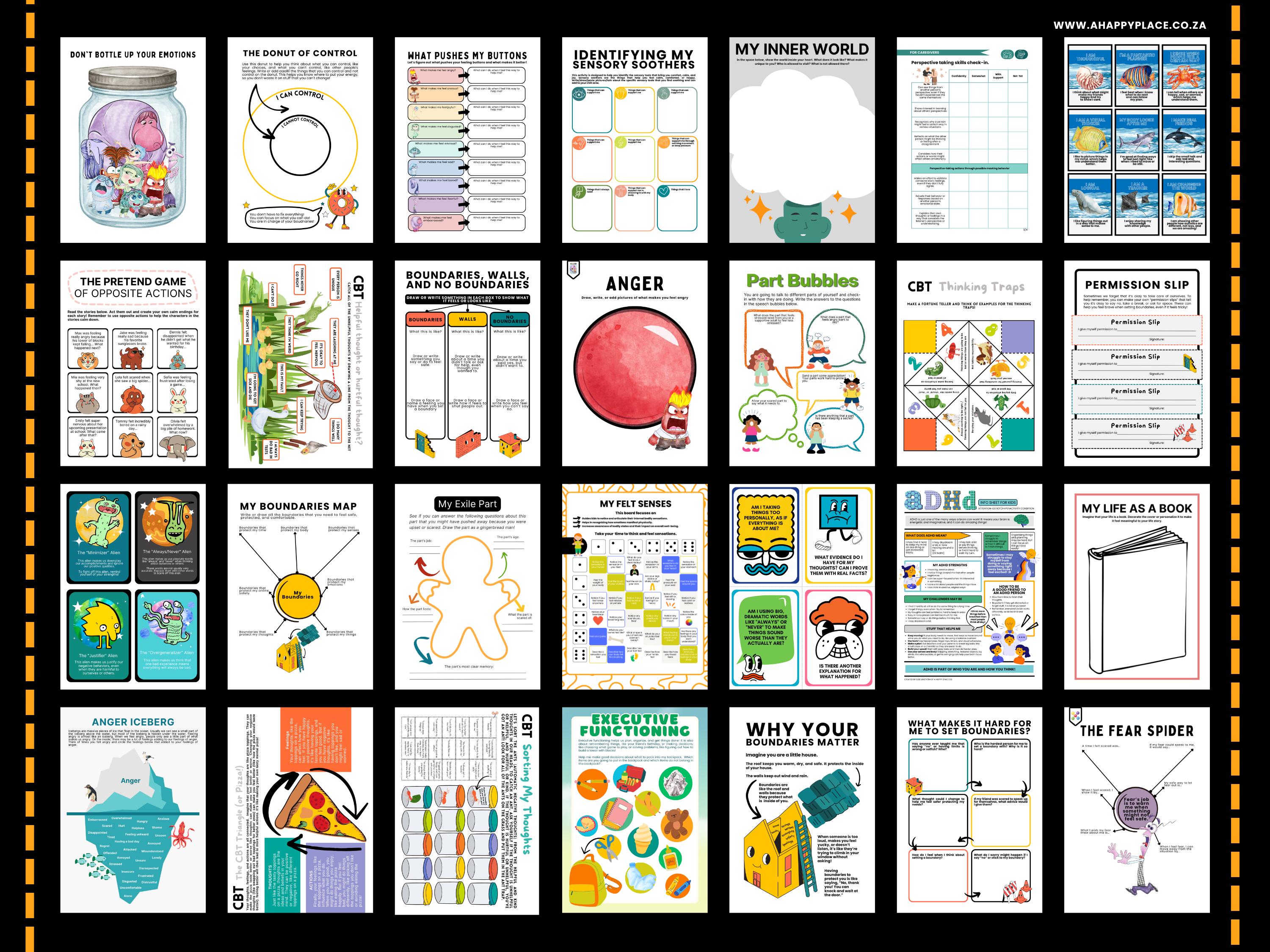 Therapy Worksheets for Kids PDF Bundle, Printable Play Therapy Tools ...