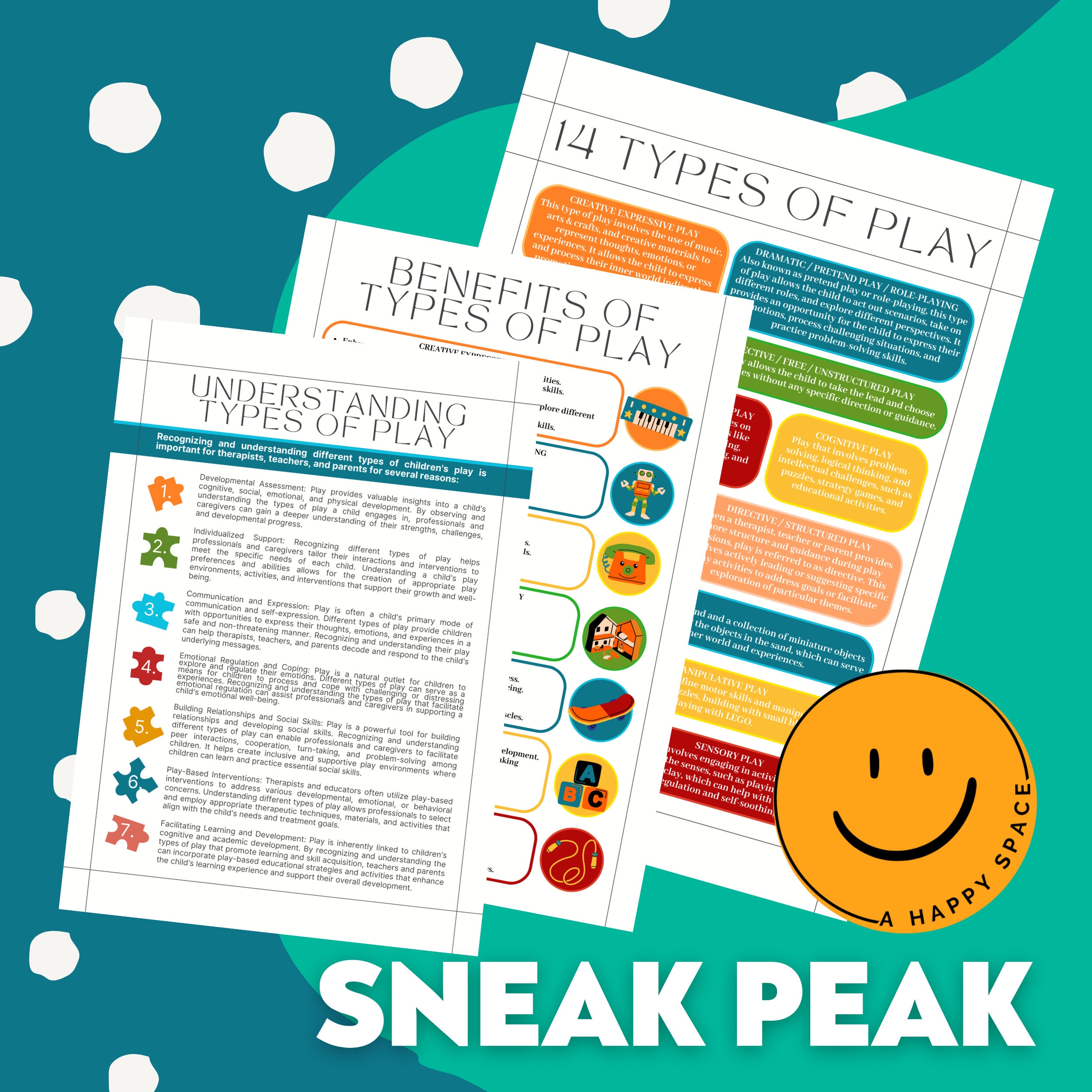 Types of Children's Play Cheat Sheet Categories Therapist Resource Child Counseling Non