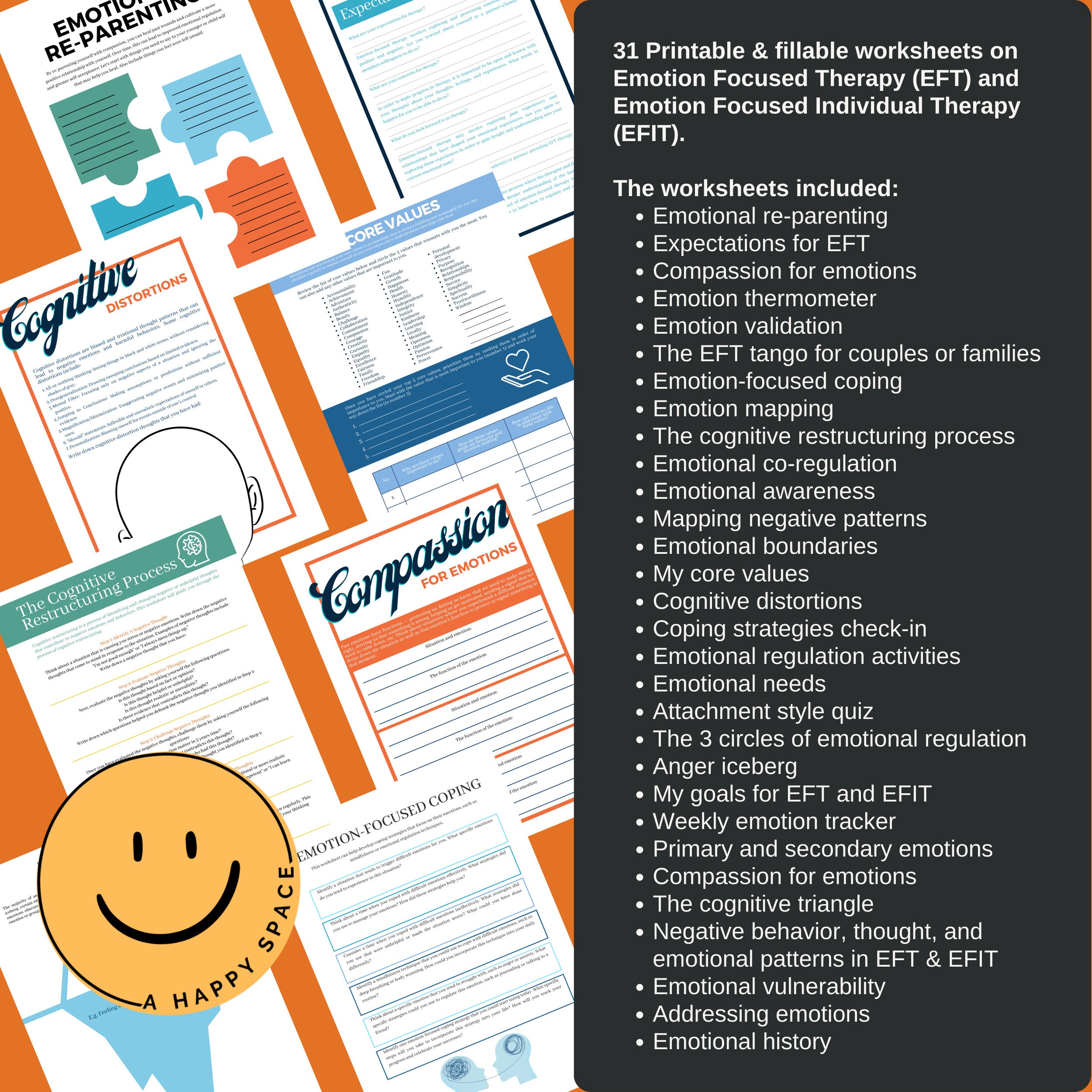 Emotion Focused Therapy EFT EFIT Worksheets Techniques Emotional