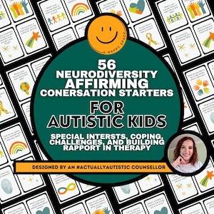 Autisme ASC ASS Gesprekskaarten Kinderen Tweens Groepstherapie Vragen Speciale interesses Tools Schoolbegeleiding Neurodiversiteitsbevestigende CGT