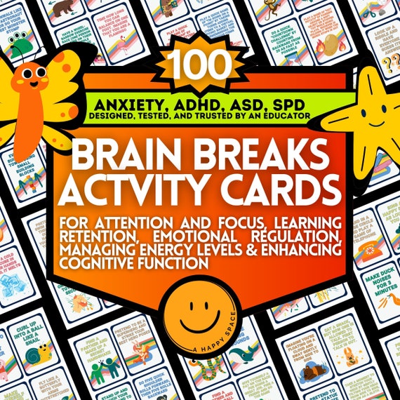 Brain Breaks Activities for Kids Cards Mental Reset Cheat Sheet Somatic Therapy SPD Focus Polyvagal Theory Sensory