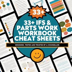 Internal Family Systems IFS Parts Work Cheat Sheets for Therapists Info Workbook Trauma Anxiety Perfectionism Borderline Personality Office