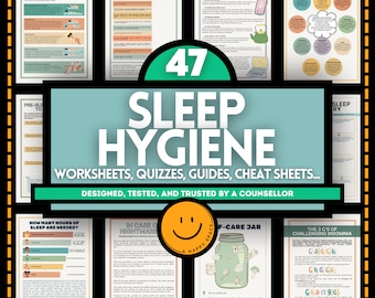 Sleep Hygiene Worksheets Quiz Journal Habits Cycle Cognitive Restructuring ACT 5 Sleep Principles 3 C's Insomnia Dream Nightmare Protocol EQ
