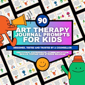 Diario de terapia de arte Tarjetas de indicaciones para niños Herramientas Recursos Juego terapéutico Intervenciones creativas Consejero de artes expresivas Terapia infantil