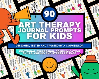 Art Therapy Journal Prompt Cards for Kids Tools Resource Therapeutic Play Creative Interventions Expressive Arts Counselor Children Therapy