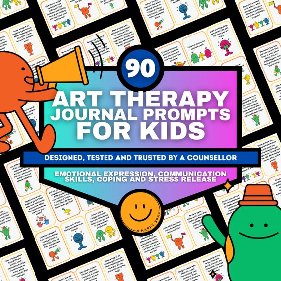 Art Therapy Journal Prompt Cards for Kids Tools Resource Therapeutic Play Creative Interventions Expressive Arts Counselor Children Therapy