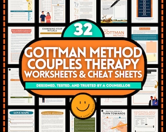 Feuilles d'exercices de la méthode Gottman Aide-mémoire pour thérapeutes Thérapie de couple Relation Cavaliers domestiques Antidotes Tourner vers le counseling Carte de l'amour