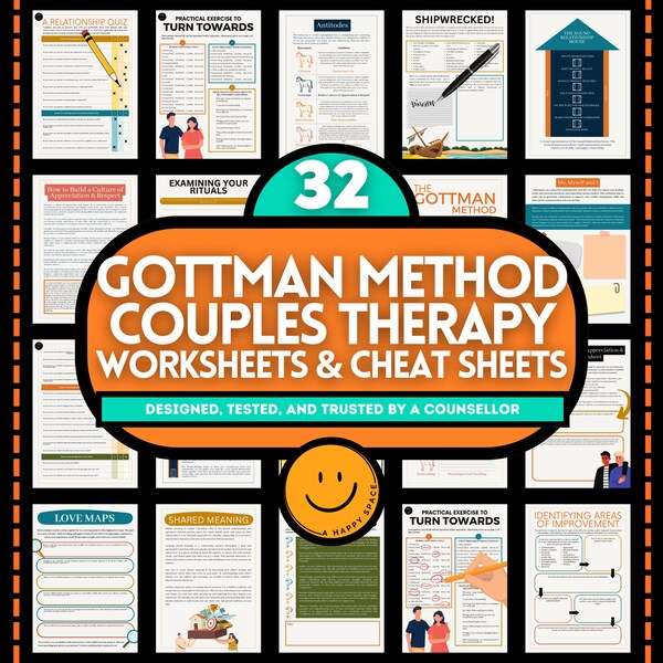 Gottman Method Worksheets Cheat Sheets for Therapists Couples Therapy Relationship House Horsemen Antidotes Turn Towards Counseling Love Map