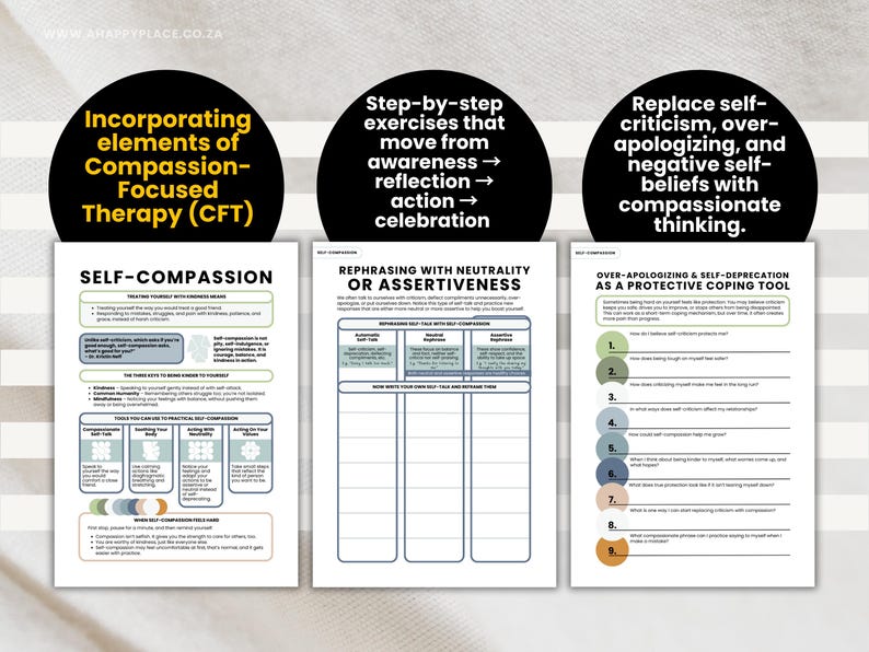 Cft Worksheet.pdf Self-compassion Worksheets, Printable Therapy PDF Tools for Self-esteem ...