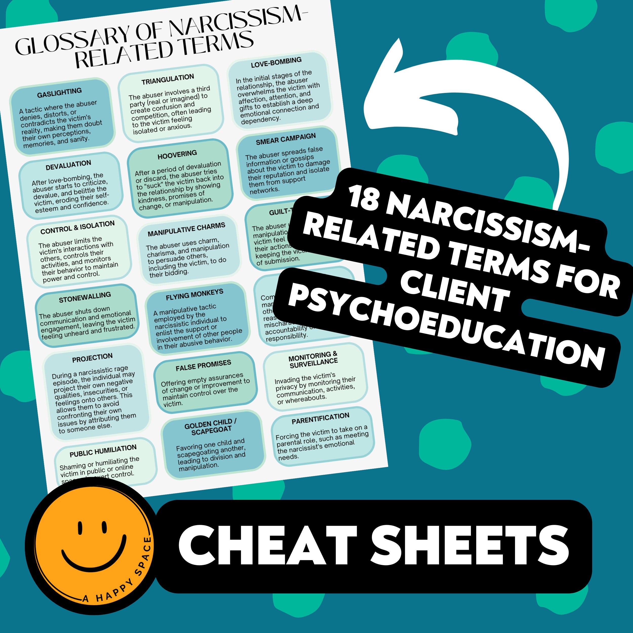 Narcissism Terms Techniques Cheat Sheets Narcissistic Abuse Recovery ...