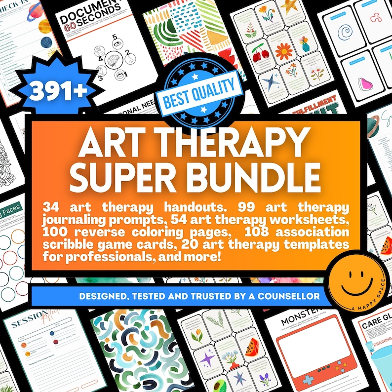 Art Therapy Worksheets Techniques Resource Cards Therapeutic - Etsy