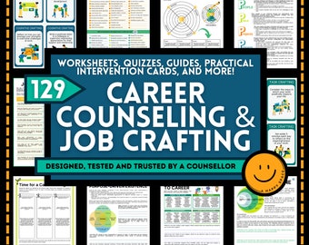 Career Coaching Toolkit Orientamento Tecniche di consulenza Job Crafting Fogli di lavoro Ikigai Carte con quiz Domande di pianificazione Valori della zona di crescita SFBT