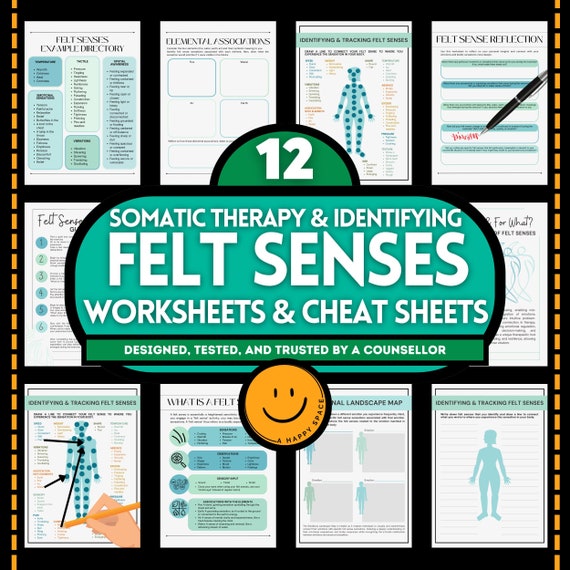 Identifying Felt Senses Somatic Exercise Therapists PTSD Sensory Awareness and Processing & Language Somatic Therapy Worksheets Trauma SE