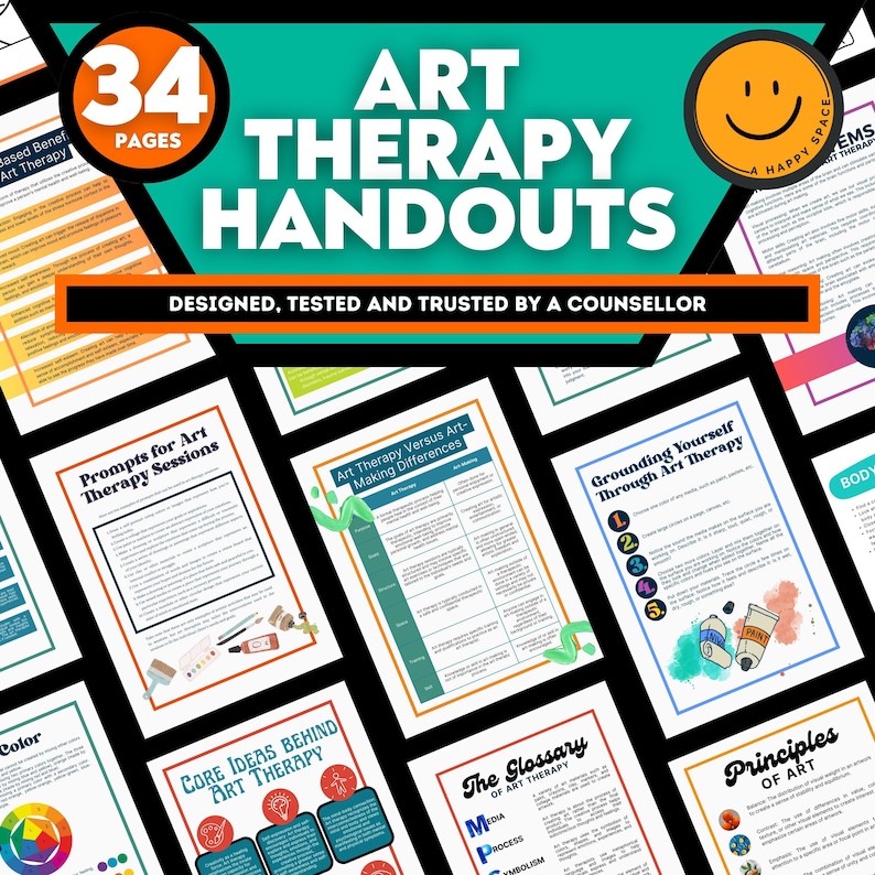 Art Therapy Cheat Sheets Tools Resources Handout Therapeutic Healing ...