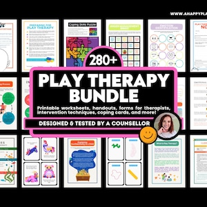 Play Therapy Resource Bundle for Therapists Child School Counselor Gestalt SEL Play-Based Intervention Worksheets Cheat Sheets Techniques EQ