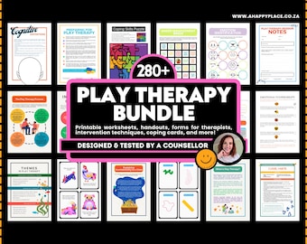 Pacchetto di risorse per la terapia del gioco per terapisti, consulenti scolastici per bambini, Gestalt SEL, schede di lavoro per interventi basati sul gioco, schede di ripasso, tecniche di intelligenza emotiva.