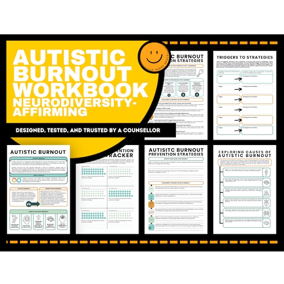 Autism Actually Autistic Burnout Workbook Neurodiversity-Affirming Therapy Counseling Neurodivergent Worksheets Meltdown Depression Coping