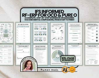 ERP for OCD Workbook, IFS Informed, Rumination Focused for Mental Compulsions & Pure O Anxiety Therapy Worksheets Digital Printable eBook