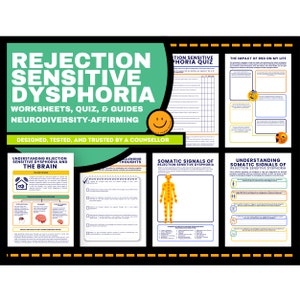 Zurückweisung Sensible Dysphorie RSD Arbeitsblätter Quiz ADHS Autismus Spektrum Behandlung Workbook Neurovielfalt Befürwortung PDA Vermeidung Sabotage
