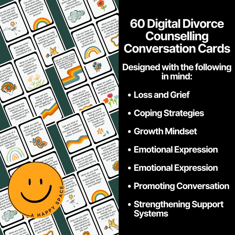 Divorce Counseling Conversation Cards for Kids Separation Questions ...