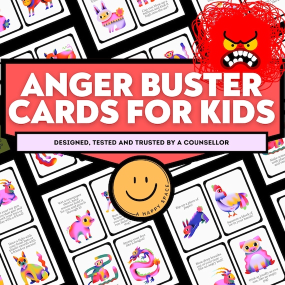 Anger Management Flashcards for Children Coping Skills SEL Play Therapy EQ Calm Down Corner School Counselor Play-Based Learning Therapist