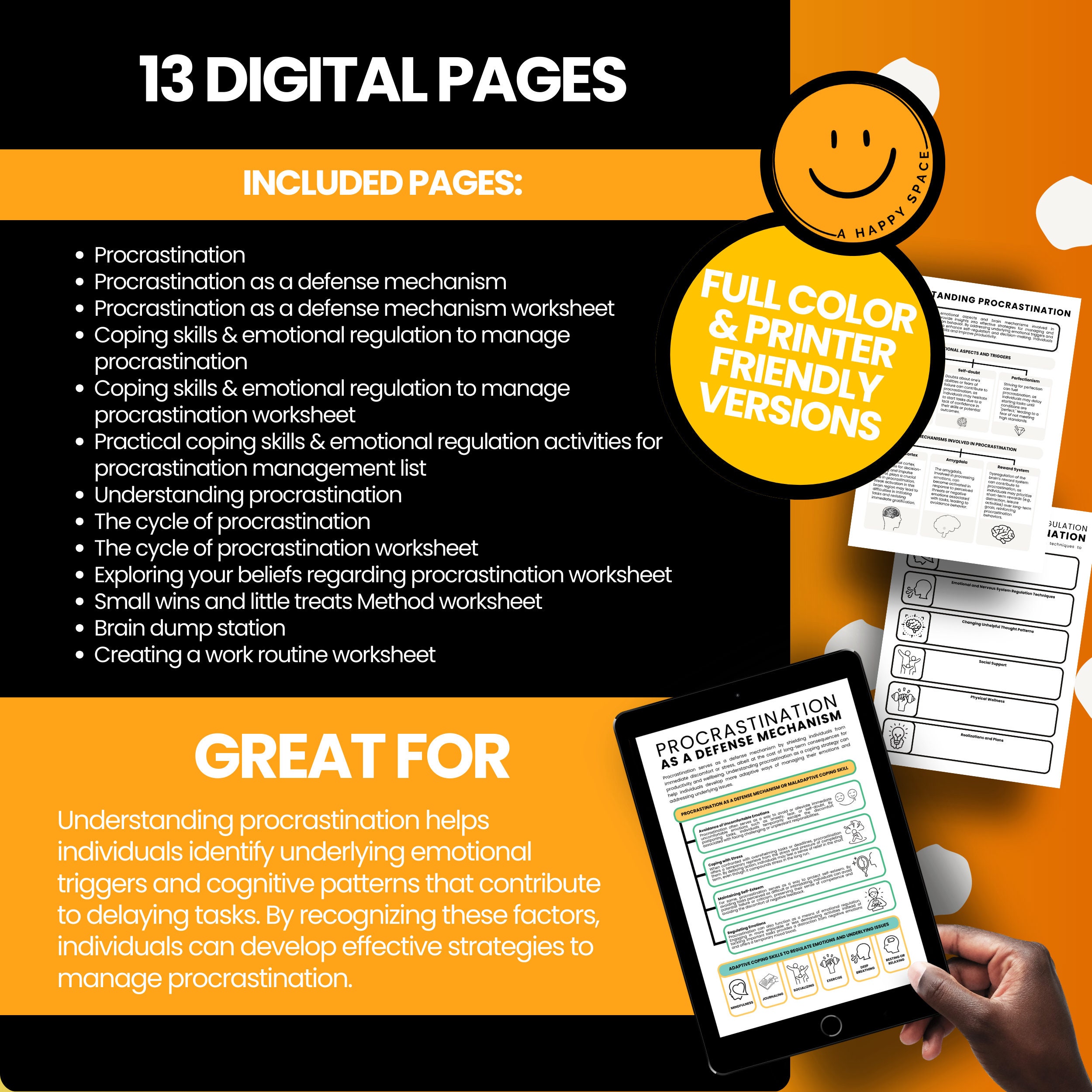 Understanding Procrastination Worksheets Task Avoidance Managing Time ...
