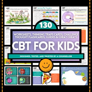 Cognitive Behavioral Therapy CBT Workbook Children Negative Thought Challenging Worksheet Kids Restructuring Core Beliefs Brain Bullies ANTs