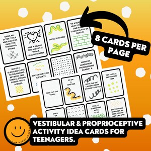 Aktivitetskort för tonåringar, proprioception och vestibulär sensorisk kostbearbetningsstörning, ADHD, ångest, ASD, somatisk terapi, tungt arbete, autism, SPD bild 3